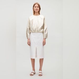 COS gold jacket size US M, oversized fit, quite roomy, perfect for night out.